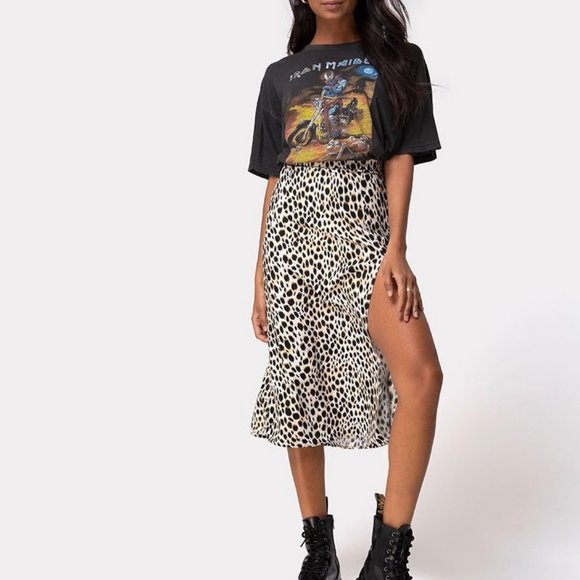 Leopard slit hip wrap skirt S M L XL - Picture 3 of 5